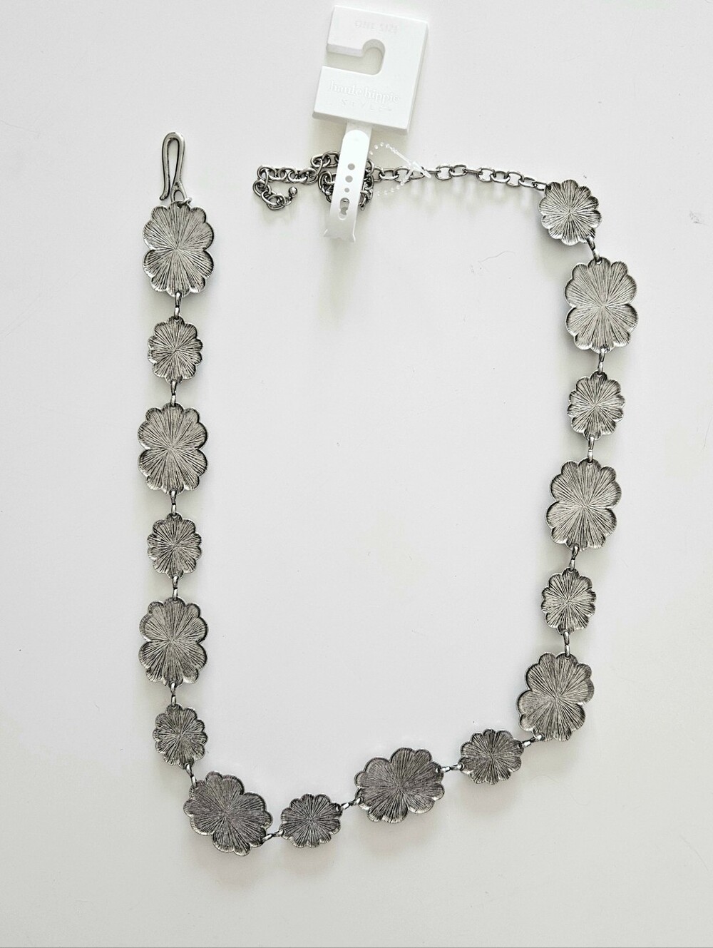 NWT Haute Hippie Rust Red And Hammered Silver Ornate Concho/Cabochon Chain Belt - Picture 6 of 6